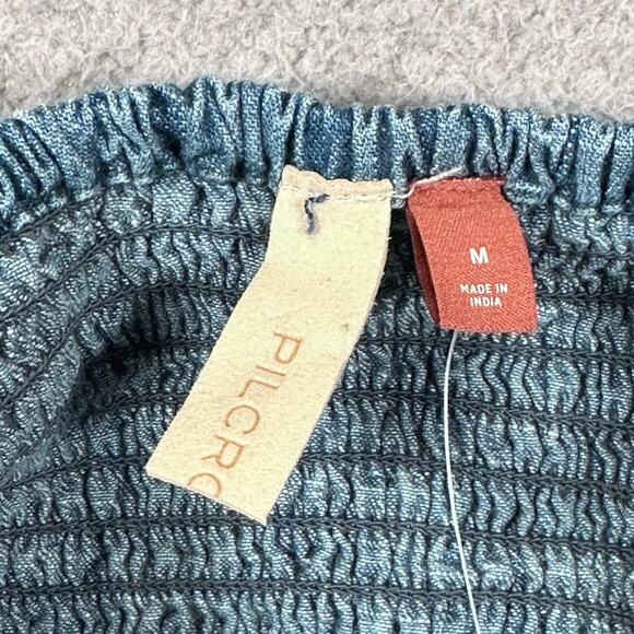 NWT Pilcro Anthropologie Embroidered Denim Cropped Top Womens Medium Floral - Picture 3 of 12